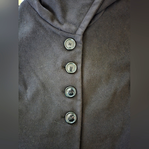 23rd Street Black Fleece Jacket Buttons Intricate Lining Classy Chic Size Medium - Picture 5 of 9